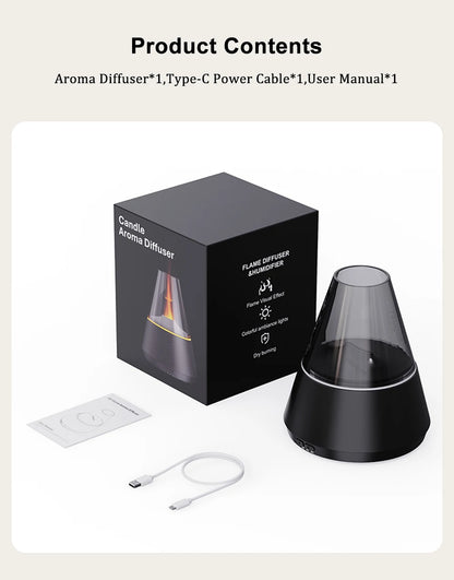 Flame Humidifier Essential Oil Diffuser Aroma Air Humidifier Fragrance Diffuser for Home Aromatherapy Diffuser with Night Light