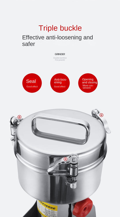 Electric Grain Mill Grinder Stainless Steel Pulverizer Powder Machine for Dry Herbs Grains Spices Cereals Coffee Corn 800G