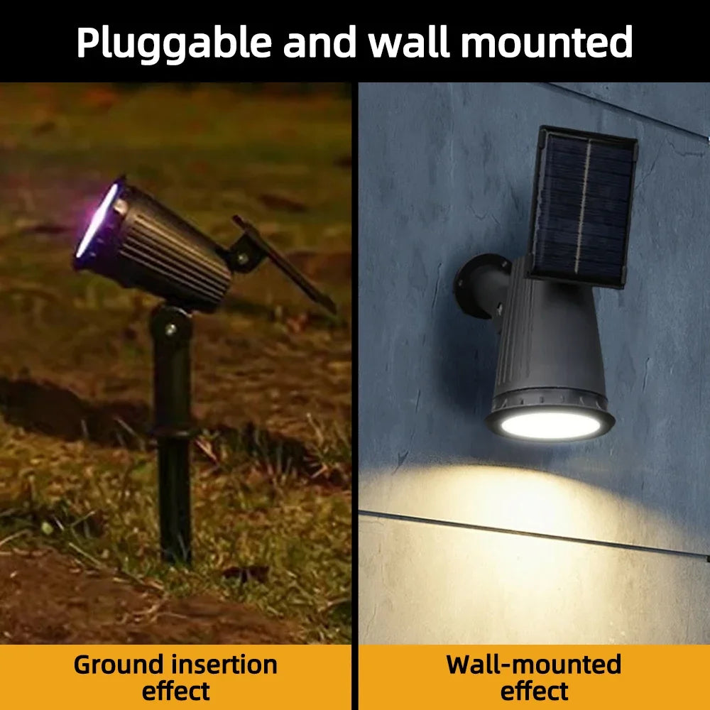 9 LED Solar Spot Lights IP65 Waterproof Outdoor RGB Solar Landscape Lights Brightness Adjustable for Garden Yard Palm Trees