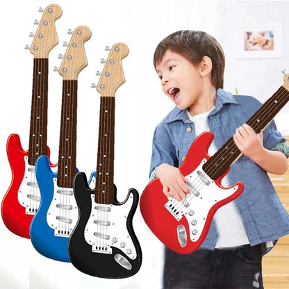 4-string Children Electric Guitar Toy with Music Light Beginner Electric Guitar Ukulele Children's Toy Musical Instrument Gift