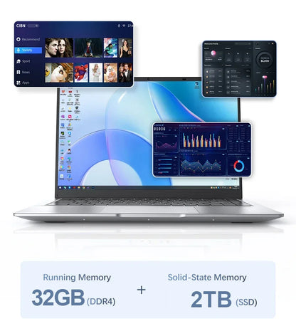 14.1 Inch Business Ultra Portable Laptop I9-9900 I9-10980HK 2026 Win11 DDR4 16GB/32GB RAM 2TB SSD Slim Office Notebook PC