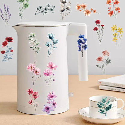 50/300PCS Ink Flower Sticker Pack Waterproof Transparent PET Brochure Flower Material Decorative Guitar Notebook Stickers