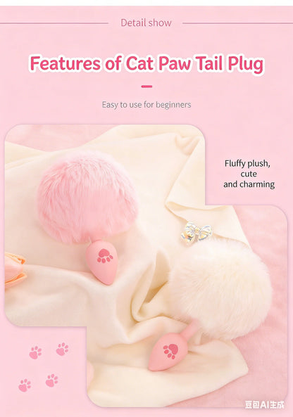 Cat Paw Anal Plug Adult Couple Games Butt Plug Erotic Product Penetration Anal Toy with Hairball Fox Tail Sex Toys for Men Women