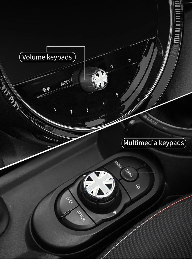 Central Control Volume Multimedia Button Knob Sticker for MINI Cooper F55 F56 F57 F60 Countryman Leather Car Interior Styling
