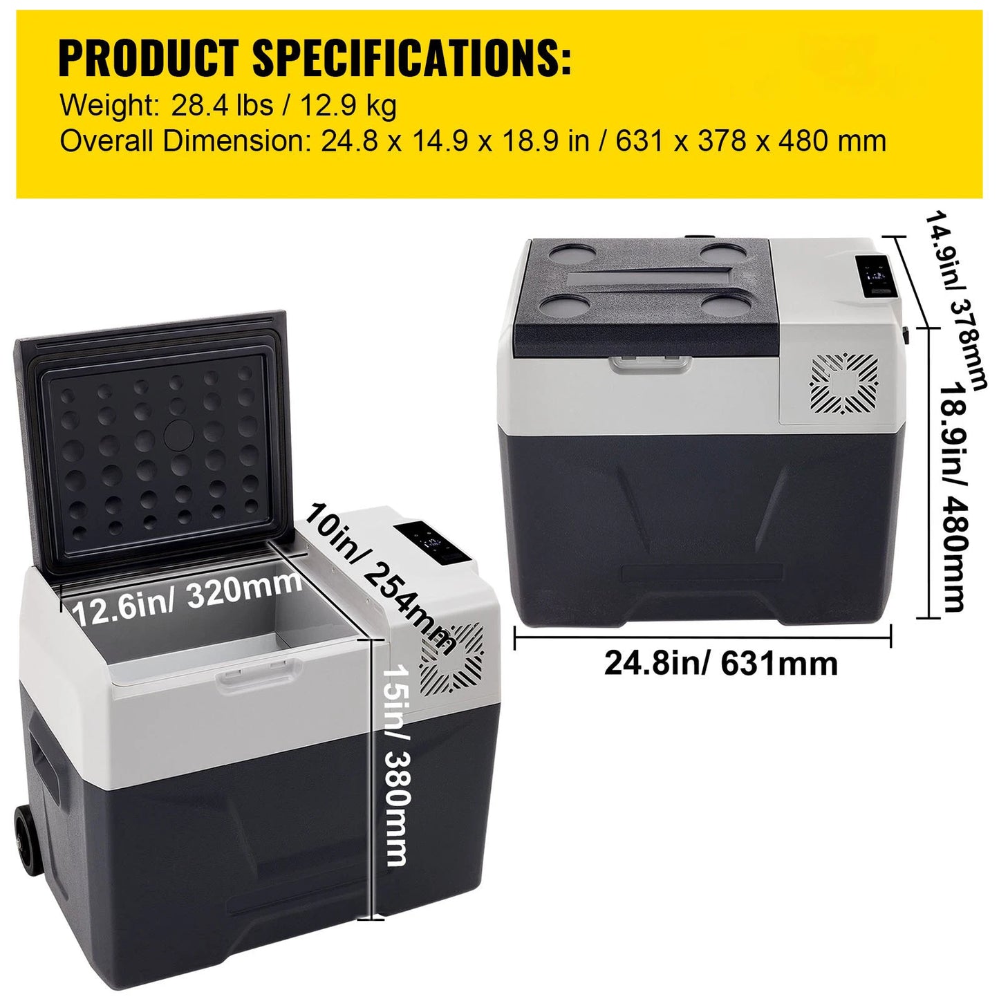 SIHAO Portable Car Refrigerator 15L 20L 30L 35L 40L 45L 50L 55L Compressor Fridge Freezer 12V 24V DC 110-240V AC Dual Use Vehicle Home for Camping Travel Outdoor