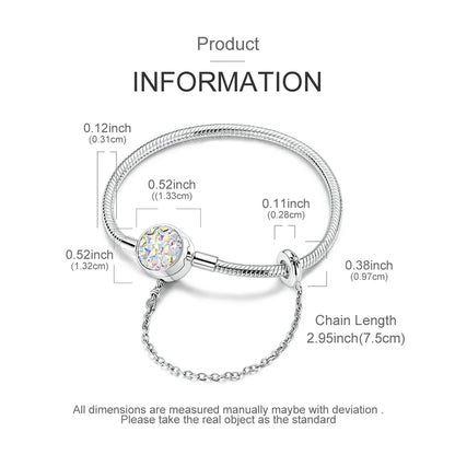 New Charm Bracelet 925 Silver Heart Shape Holy Mother Snake Chain Clasp Bracelet Fit Original Bead DIY Fashion Jewelry