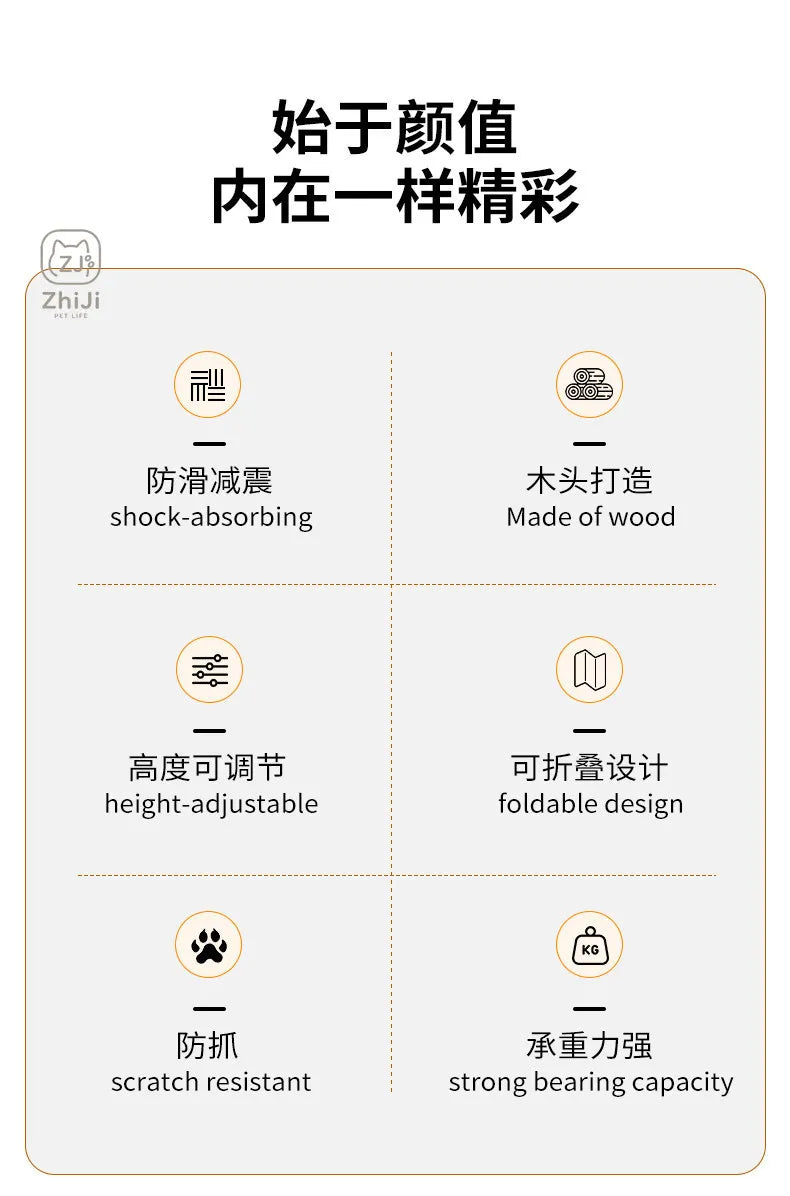 Solid Wood Dog Ramp for Bed Couch Non Slip Pet Stairs Senior Small Dogs Cat Climbing Ladder Gentle Slope Elderly Pets Indoor