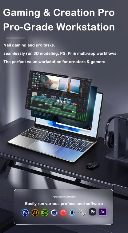 New 15.6" Laptop Intel Core I9-9880H 32GB RAM 2TB SSD Ultra Slim Gaming Laptop 1920*1080 Windows 11 Office Study Home Use