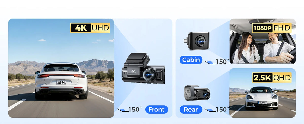 AZDOME M550 Pro 5.8Ghz WiFi 2/3 Channel Dash Cam 4K+2.5K Built-in GPS 3.19" IPS Screen Car DVR IR Night Vision 24H Parking Mode