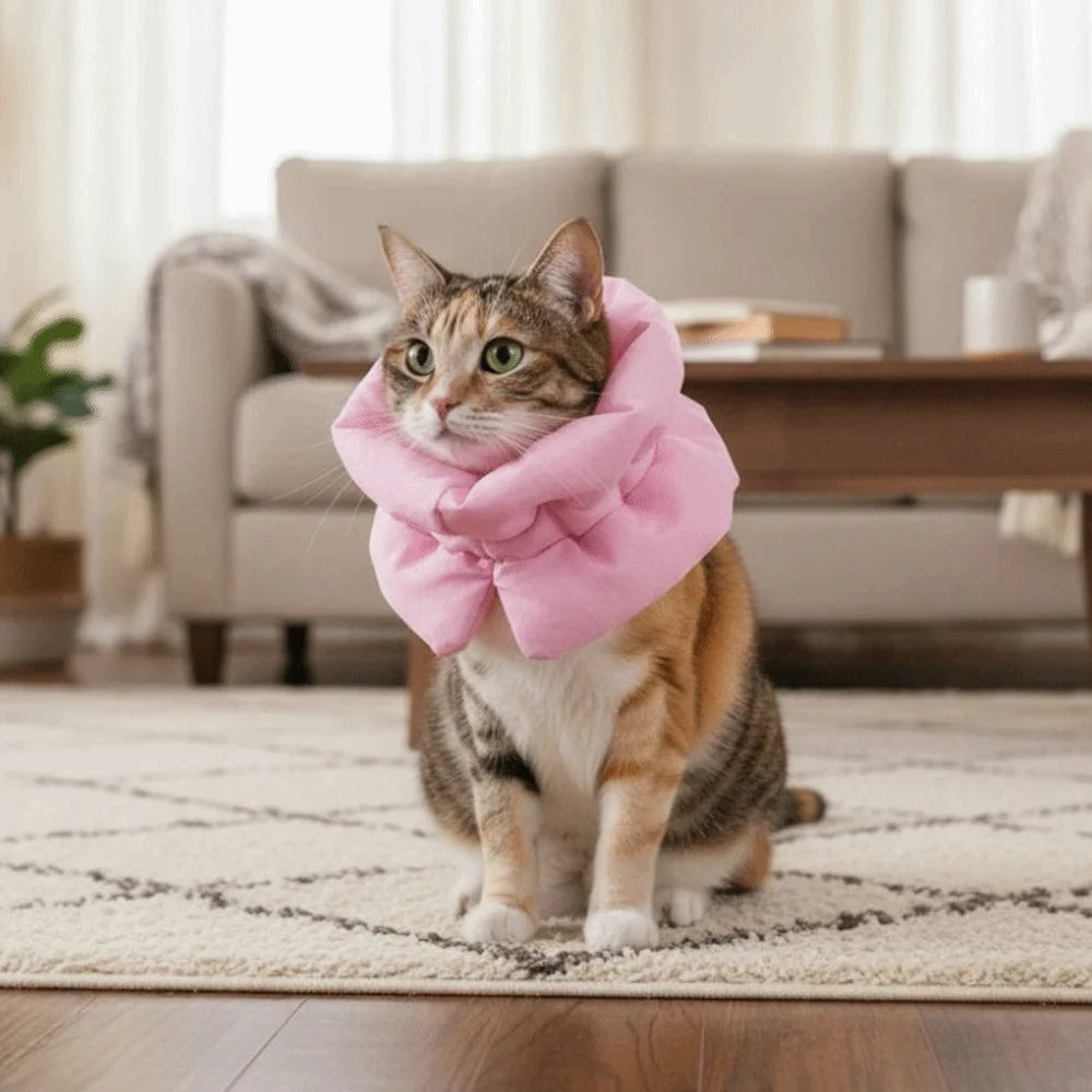 Waterproof Pet Elizabethan Collar Adjustable Anti-Bite Cat Protection Collars Warm Breathable Cat Recovery Cone Pet Wound