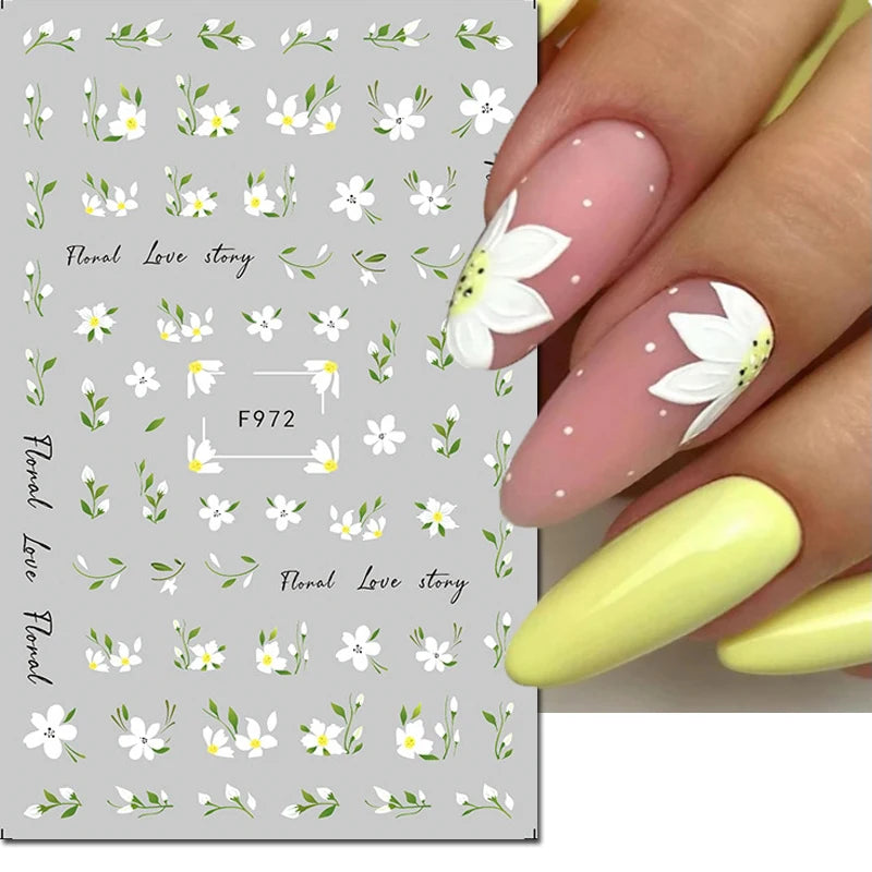 3d Nail Art Decals Spring Booming Violets Lavenders Purple Blue Pink Flowers Butterflys Stickers Decoration For Nail Tips Beauty