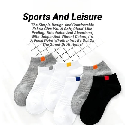 Men Ankle Socks Fashionable Letter Sports Style Odor Proof Sweat Absorbing Breathable Invisible Running Cloth Standard Boat Sock
