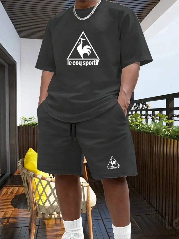 Men's Two-piece Sportswear Short Sleeved T-shirt and Pants Set Running and Fitness Sportswear 2026 Summer Big Discount