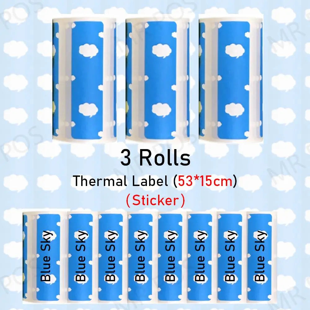 15mm Color Sticker Label White Thermal Label 57mm for Mini Portable Printer Receipt Photo Paper Safe Free BPA Smooth Printing