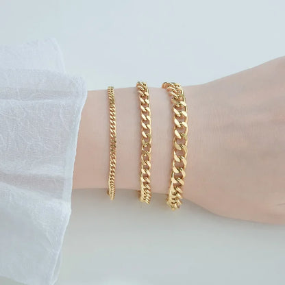 3.5-7MM Stainless Steel Chain Bracelets For Men Women Punk Curb Cuban Link Chain Bangle Fashion Party Never Fade Jewelry
