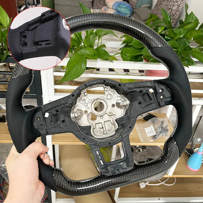 Carbon Fiber Steering Wheel Leather For Volkswagen Golf 7 7.5 GTI GTD GTE R 2013-2020 Polo GTI Tiguan Passat DSG