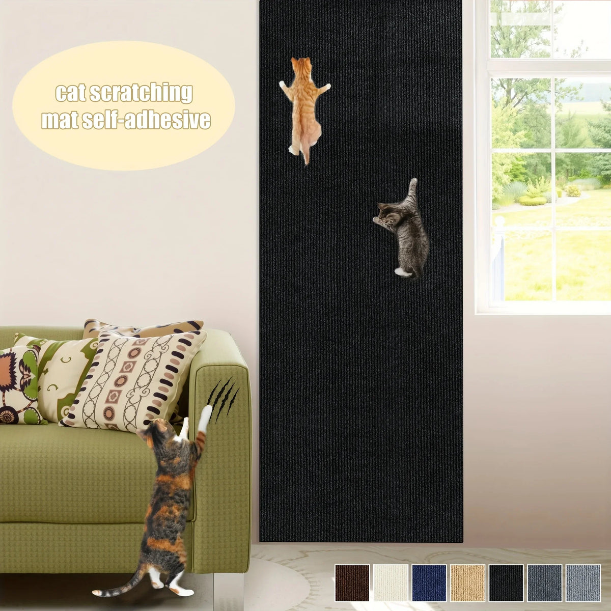 Cat Carpet Cat Scratching Mat Trimmable Self-Adhesive Carpet DIY Climbing Scratcher Scratch Furniture Protector Covering Posts