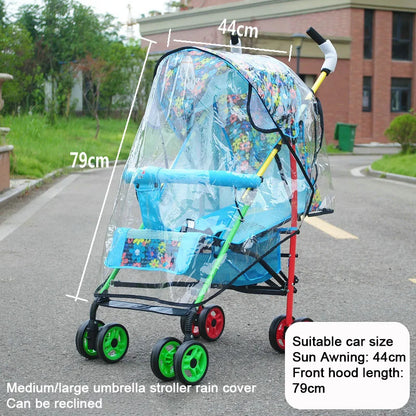 Transparent Baby Trolley Rain Cover Universal Waterproof Breathable Stroller Raincoat Zipper Opens Umbrella for Cart Accessories