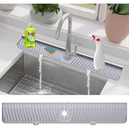 Silicone Tap Mat,Sink Splash Guard,Kitchen Tap Silicone Drain Mat, Silicone Tap Handle Drip Catcher Tray, Tap Mat for Kitchen