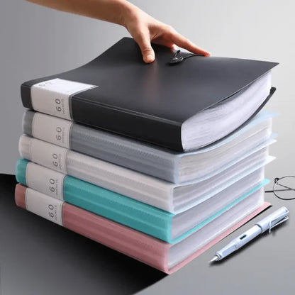 Durable 60-Pocket A4 Folder File Bag, High Transparency & Waterproof, Ideal for Exam Papers & A4 Size Documents,Perfect for Home