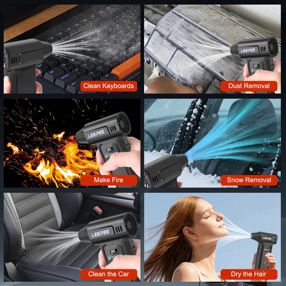 Blower Car Vacuum Cleaner Turbo Fan Violent Jet Fan Cleaning Blowing Tools Auto Dust Collector Portable Air Duster Hair Dryer