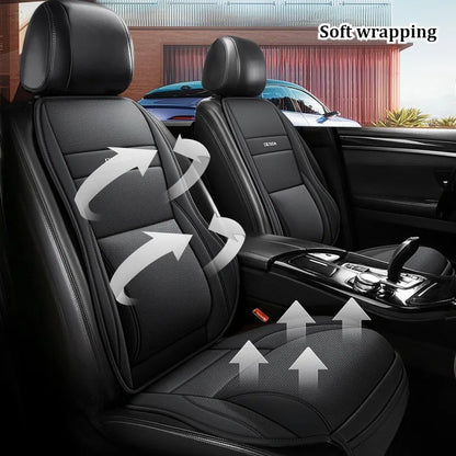 Ergonomic PU Leather Car Seat Cushion with Lumbar & leg Support Ventilated Design Storage Pockets Universal Fit for Most Cars