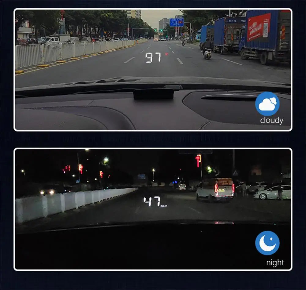 M3 HUD Obd2 Display On-board Computer Car Head-up display Windshield Big Font projection E-OBD and GPS Suitable for All Cars M1