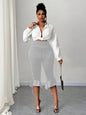 Plus Size Women's High Waist Capri Pants with Ruffle Hem & Tie Detail