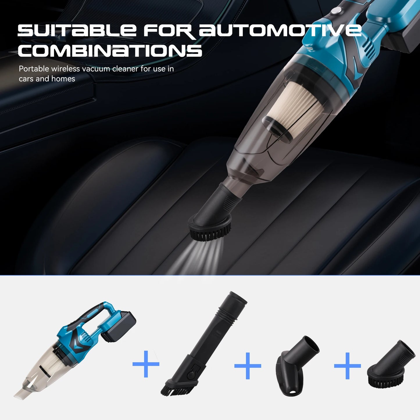 Podofo 18V Rechargeable Cordless Handheld Vacuum Cleaner Wet & Dry Dual Use With 4 Multifunctional Nozzles Portable Dust Remover For Household Car Interior And Pet Hair Cleaning