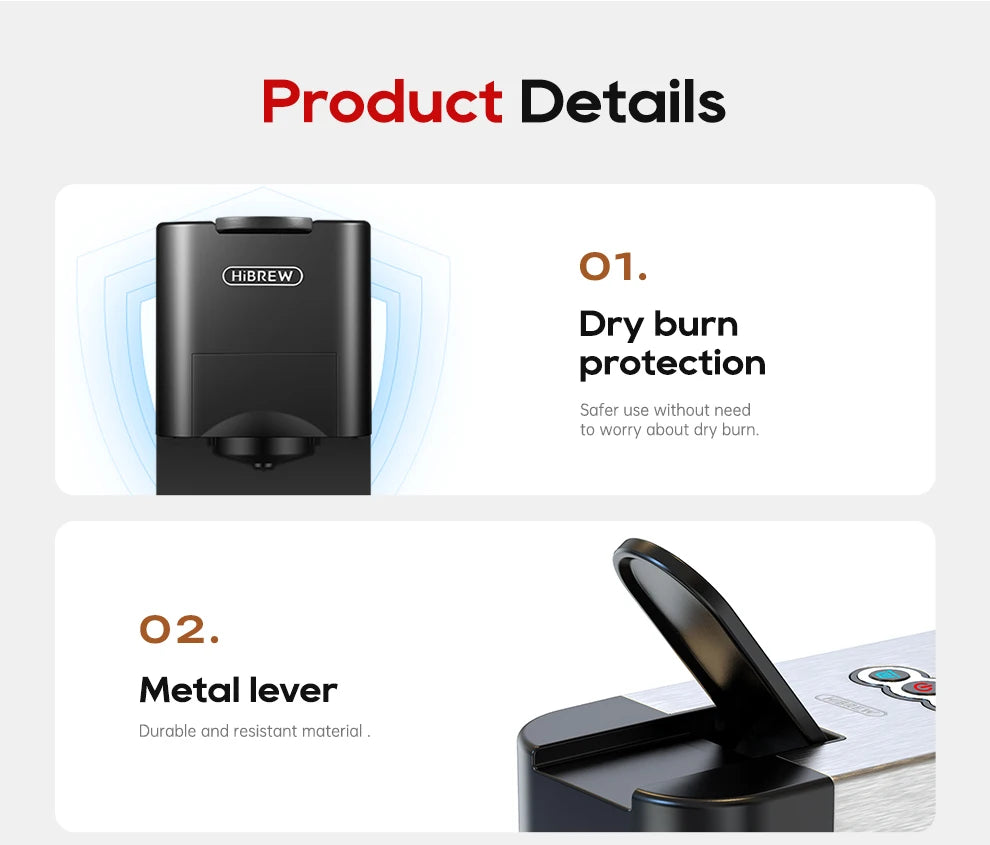 HiBREW Coffee Machine 4in1 Multiple Capsule Espresso Dolce Milk Nes ESE Pod Powder Coffee Maker Stainless Metal H3D