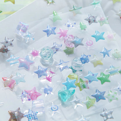 4 Designs Candy Star Series Lovely Five Point Star Theme Resin Stickers for Scrapbooking DIY Frame Collage Decoration