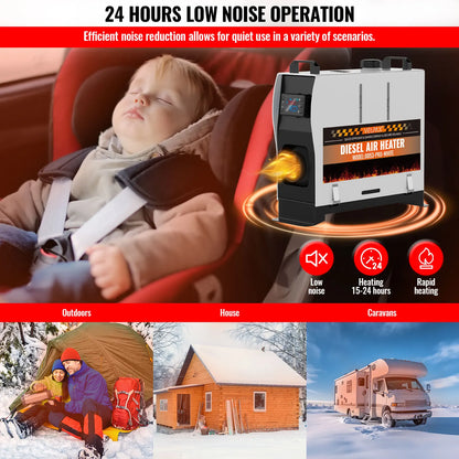 8KW Portable Diesel Heater with LCD Remote Control Adjustable Temperature 18-40℃ for Motorhome Boat And Home Use