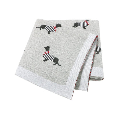 Baby Blanket Cotton Knit Super Soft Newborn Girl Boy Bed Plaid Crib Quilt Cute Dachshund Infant Stroller Covers Swaddle 100*80CM