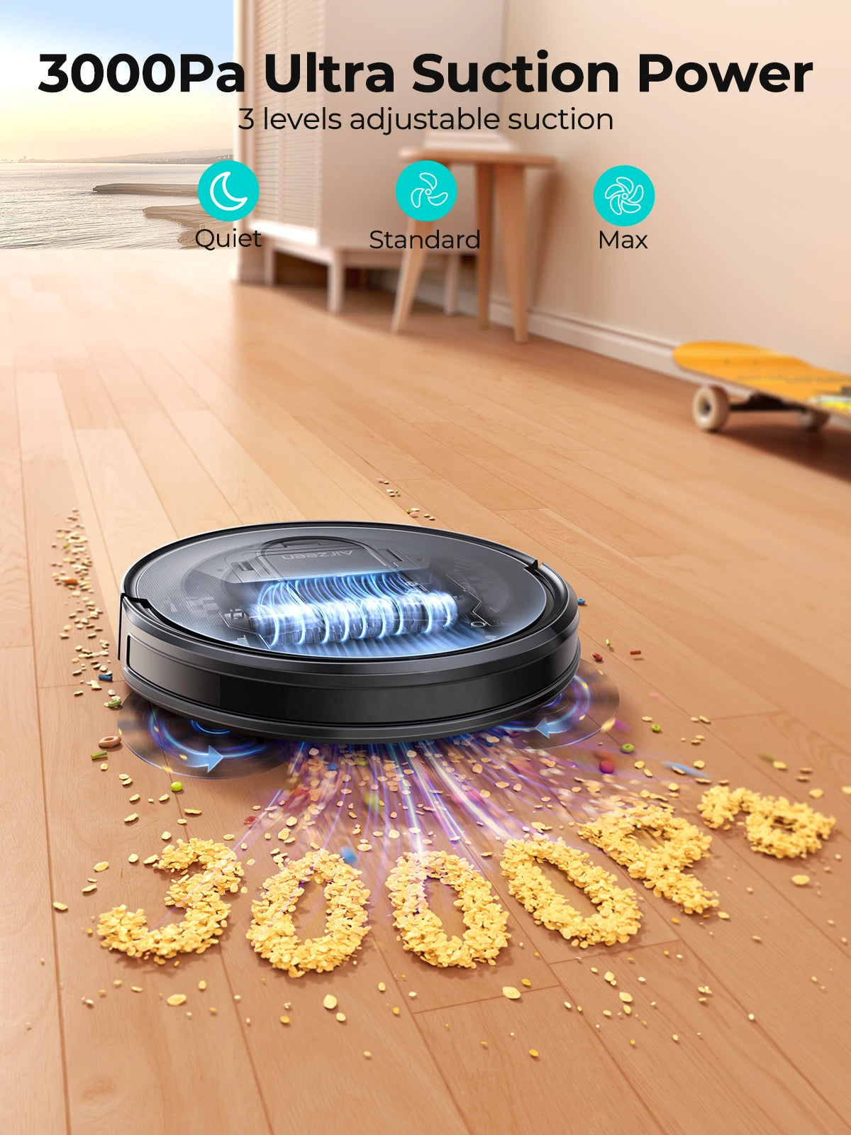 Airzeen R7 Robot Vacuum Mop 3-in-1 Cleaning 4000Pa Suction Smart App/Alexa Control Auto Self-Charging for Pet Hair & Floors