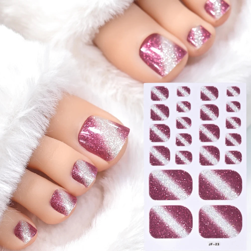 22Tips Solid Color Self-adhesive Gel Stickers for Toe Nails Waterproof Long-lasting Toenail Stickers Toe Full Cover Toenail Wrap