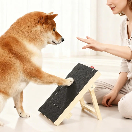 Dog Nail Scratch Board With Stand Wooden Pull-out Dog Scratching Post With Treat Box Pet Durable Dog Paw Repair Board For dog