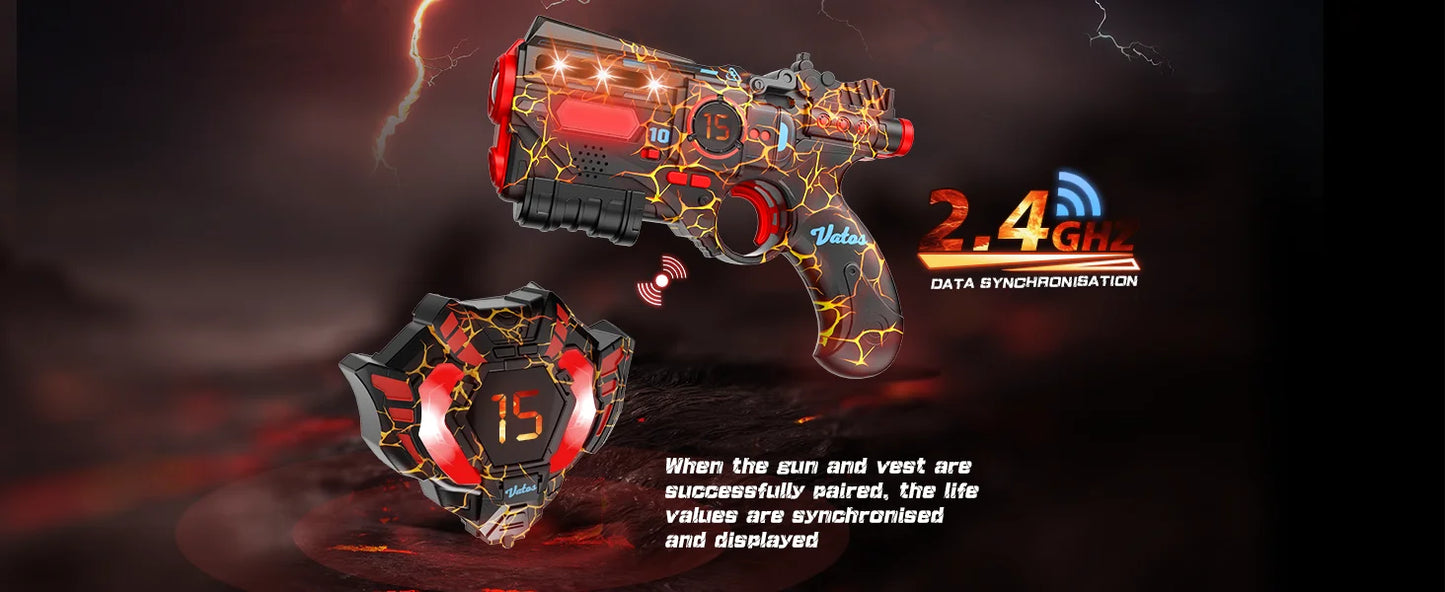 VATOS Team Battle Game Christmas Gift Infrared Laser Tag Guns Set Toy Rechargeable 2.4GHz Sync Machine Gun For Kids Boys Outdoor