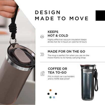 Vacuum Insulated Coffee Travle Mug Stainless Steel Thermo Bottle Cup Thermal Tumbler With Carrying Ring Flask for Hot Cold Drink