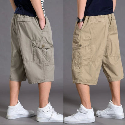 New Summer Men Cotton Thin Casual Shorts Man Elastic Waist Loose Jogger Cargo Shorts Pants Quality Male Straight Pants Size 6XL