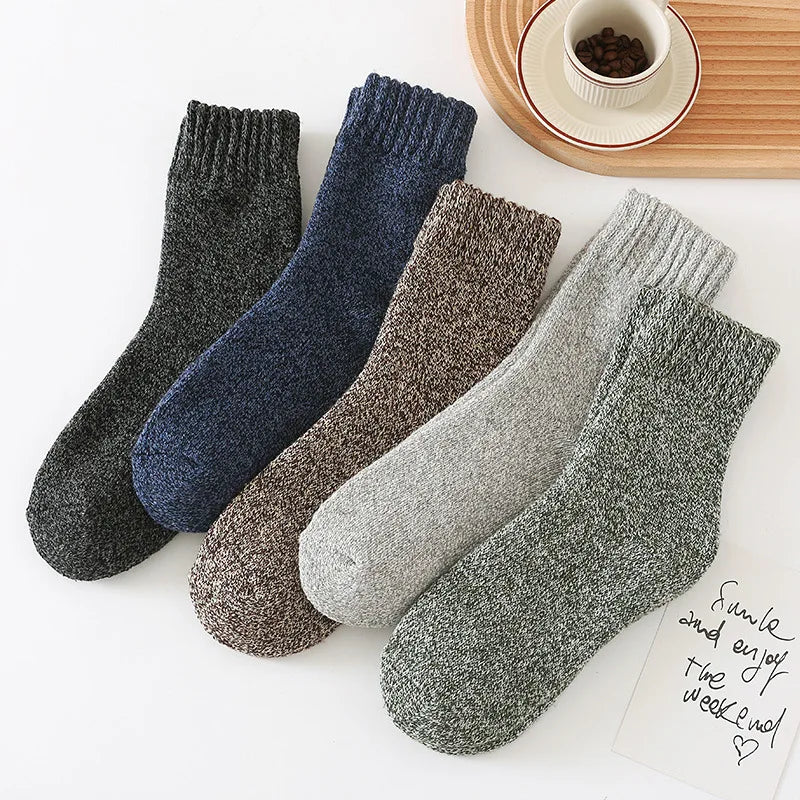 CHUANGERM 3 Pairs Men's Winter Thermal Socks Thick Warm Snow‑Proof Casual Outdoor Daily Wear Soft Comfort Meias Masculinas
