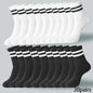 6/10/15/20 Pairs Men Socks Spring Autumn Casual Black White Striped Socks Breathable Mid Tube Sock High-quality Round Neck Socks