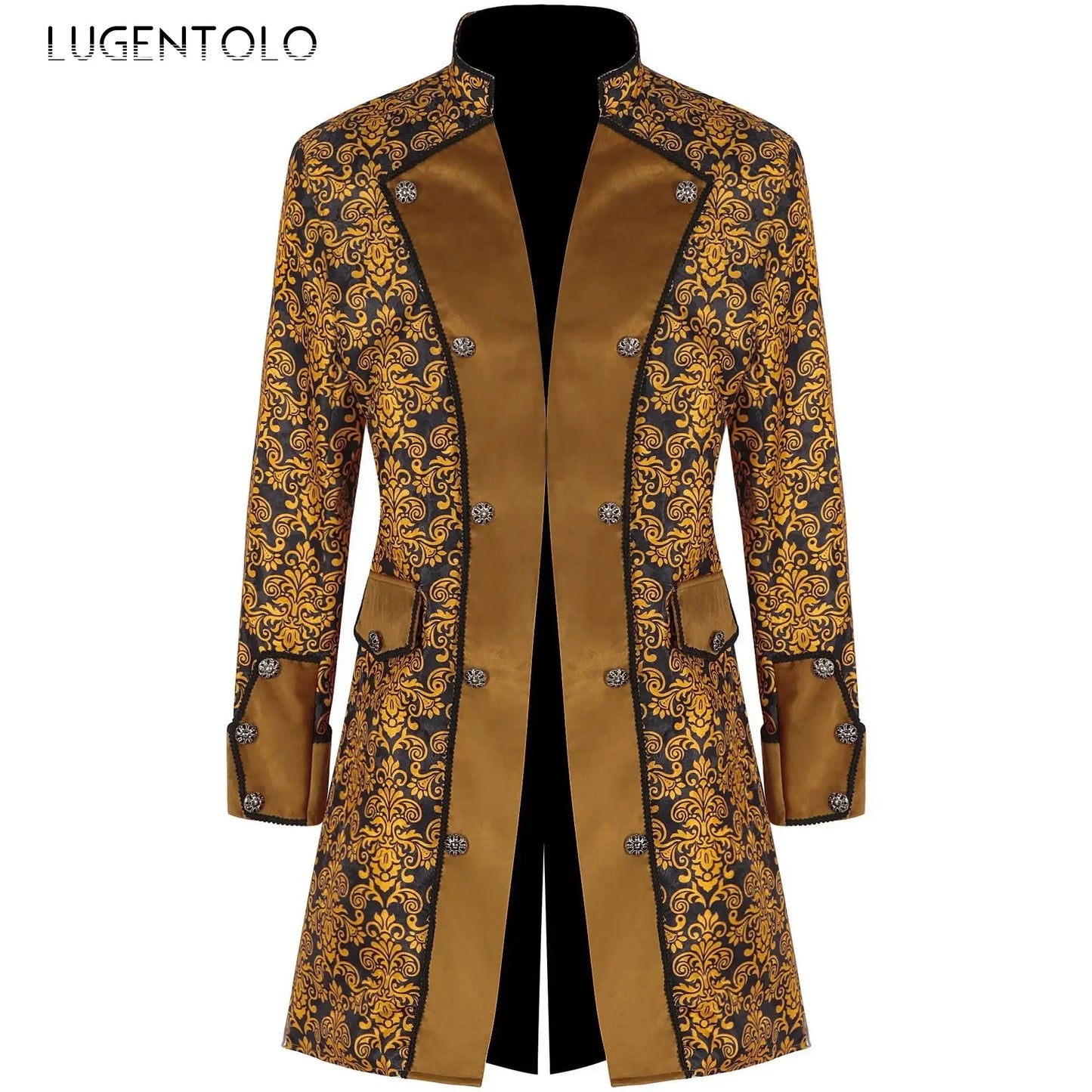 Men Steampunk Coat Tuxedo Medieval Costume Jacket Halloween Retro Renaissance Victorian Party Male Stand Collar Fashion Tailcoat