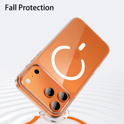 Magnetic Phone Case For iPhone 17 16 15 14 13 12 11 Pro Max Plus for Magsafe Wireless Charging Transparent Shockproof Back Cover