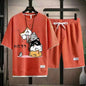 2024 Men's Summer Waffle Set Brand Fashion Casual T-shirt+Shorts Set Men's Sports Set Loose ComfortableSlo Two-piece Set