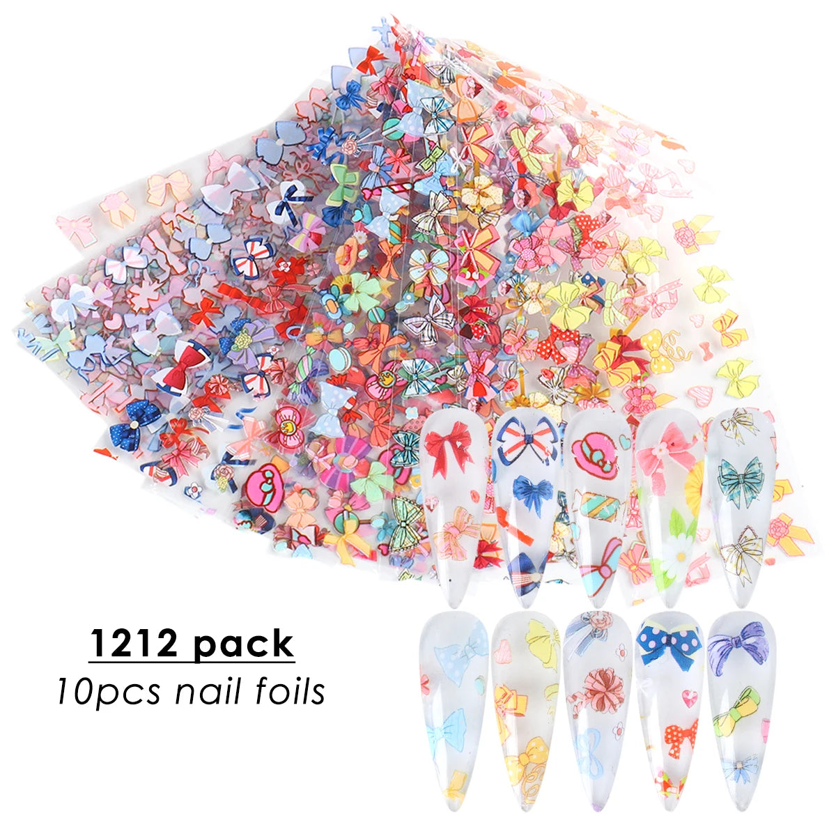 10PCS Mixed Nail Art Foils Transfer Sticker Set Rose Flower Designs Floral Starry Sky Nail Wraps Wedding Summer Manicure Decor