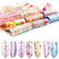 16Pc Holographic Nail Foil Set Starry Transfer 20*4cm Sticker Laser Flowers Leopard Mix Design Decal DIY Nail Art Decoration