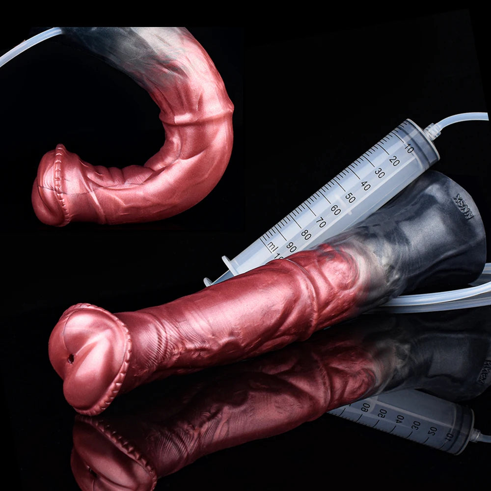NNSX Horse Squirting Anal Plug Dildo Ejaculation Penis with Strong Sucker G-spot Stimulation Silicone Erotic Sex Toys For Woman