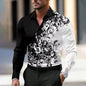 Men'S Stylish Red Floral Print Dress Shirt - Casual Long Sleeve Button-Up Design Spring Fashion Shirt Floral Print Shirt