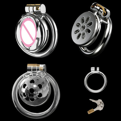 Male Super Mini Stainless Steel Chastity Cage Breathable Hole Lock Cock Ring BDSM Bondage Sissy Gay Adult Toy 18+
