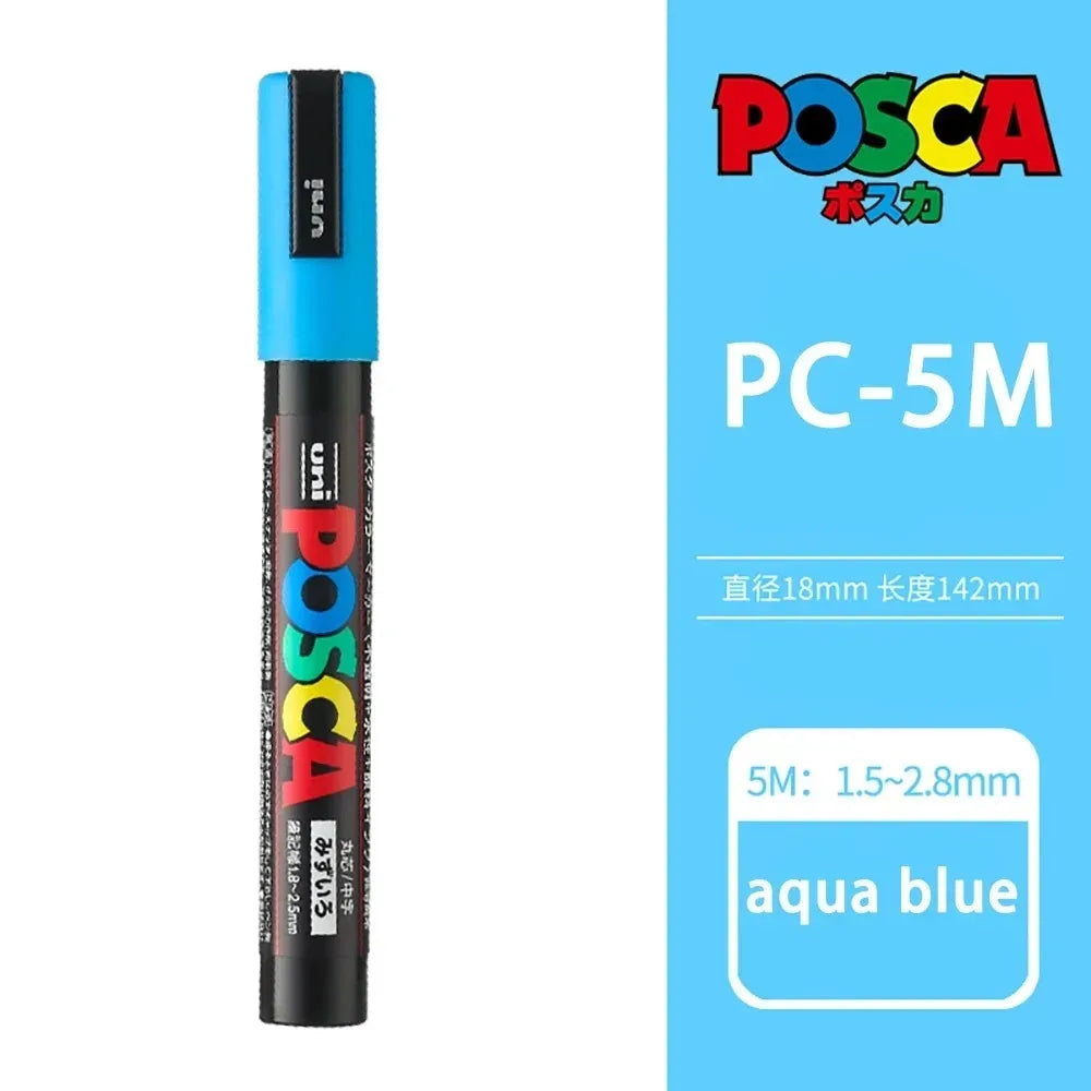 1pcs Japan UNI POSCA Markers PC-1M/3M/5M Acrylic Graffiti Pen Waterproof DIY Stackable Color Art Painting School Supplies